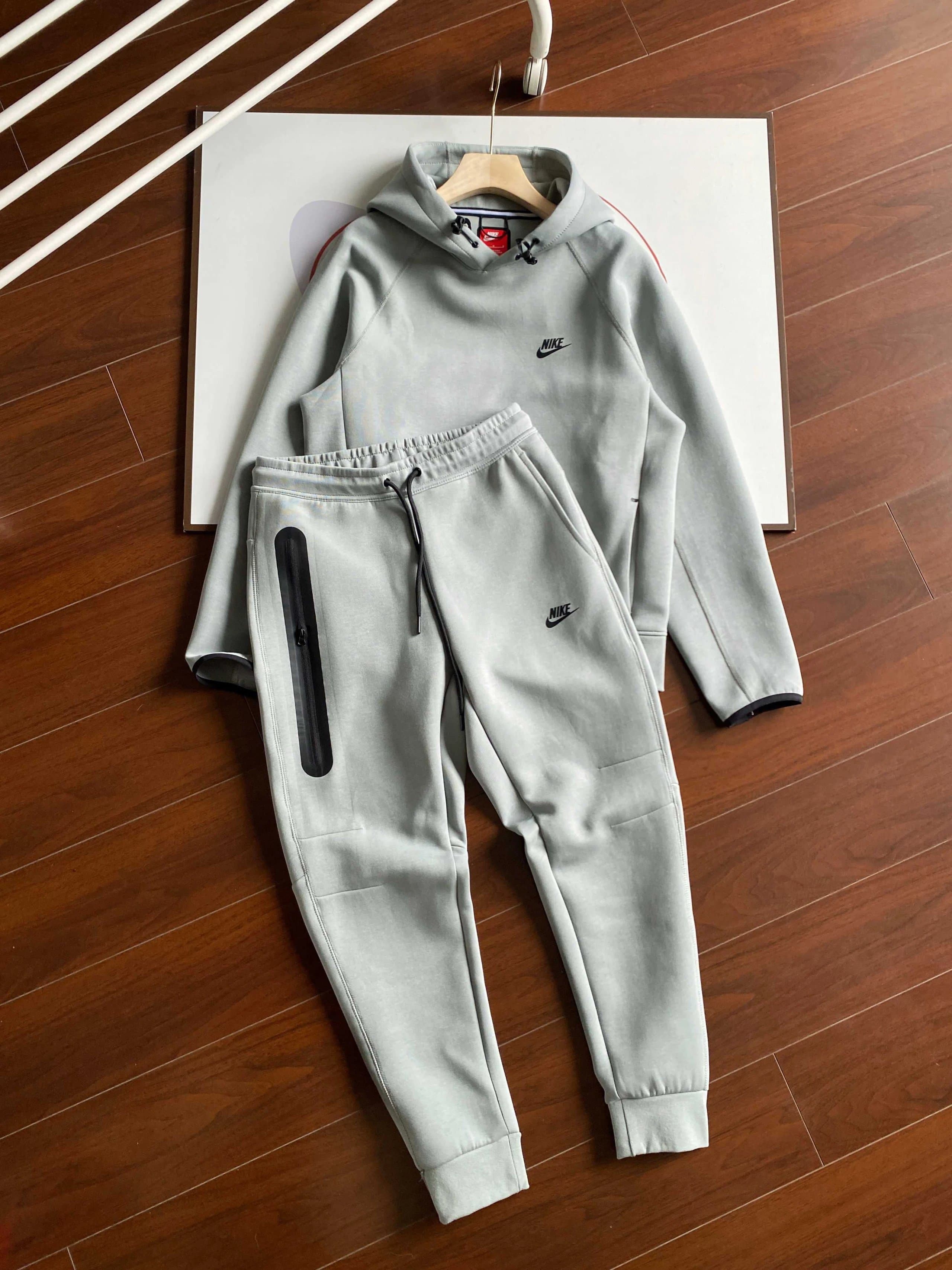 Nike Tech Fleece Hoodie and Joggers Light Grey