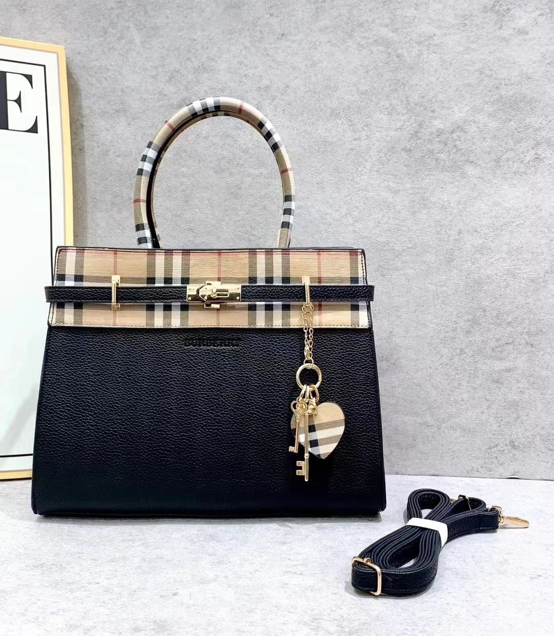 Burberry Top-Handle Bag Checkered Trim
