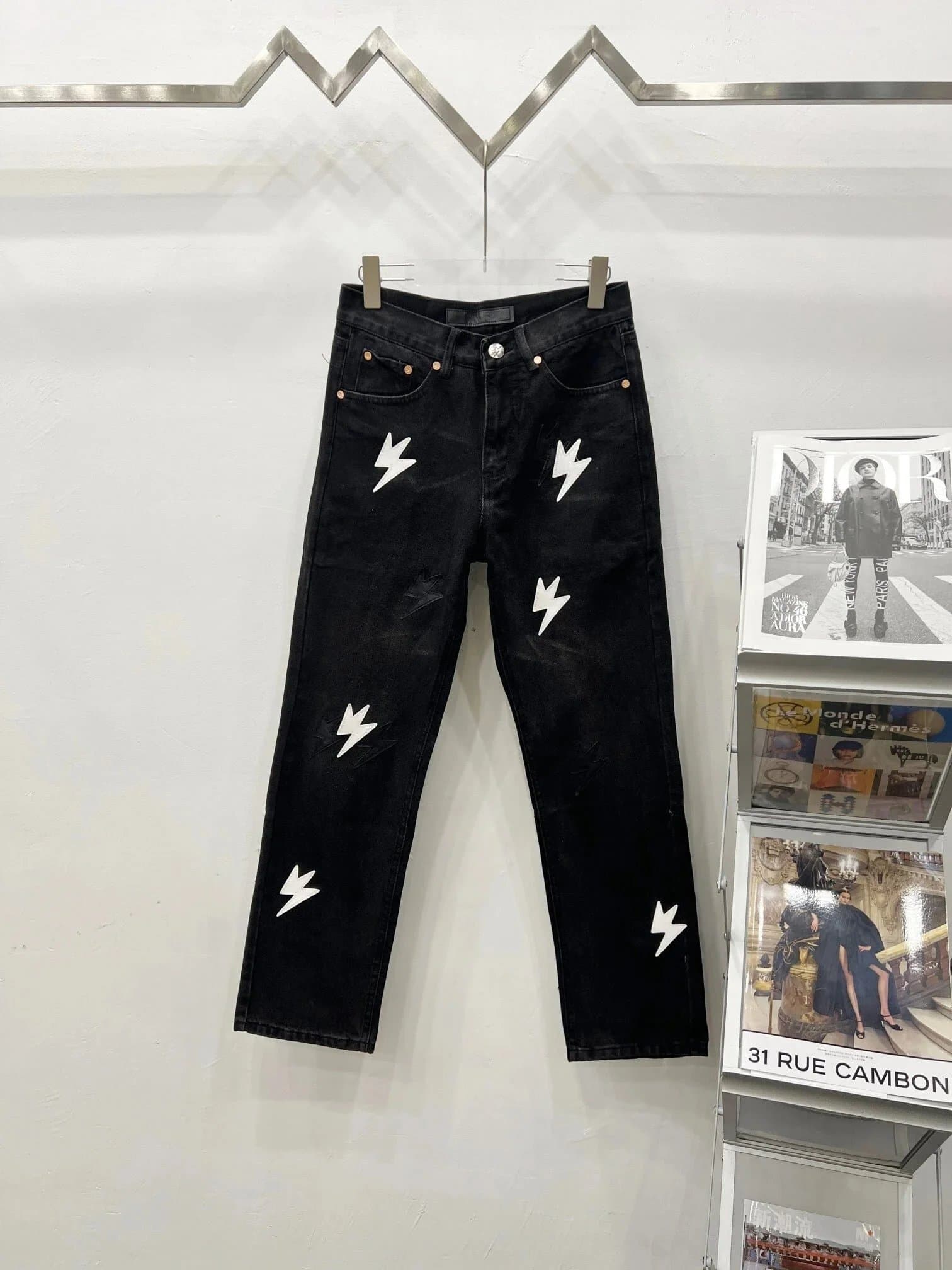 Dior B22 Jeans Lightning Bolt Print