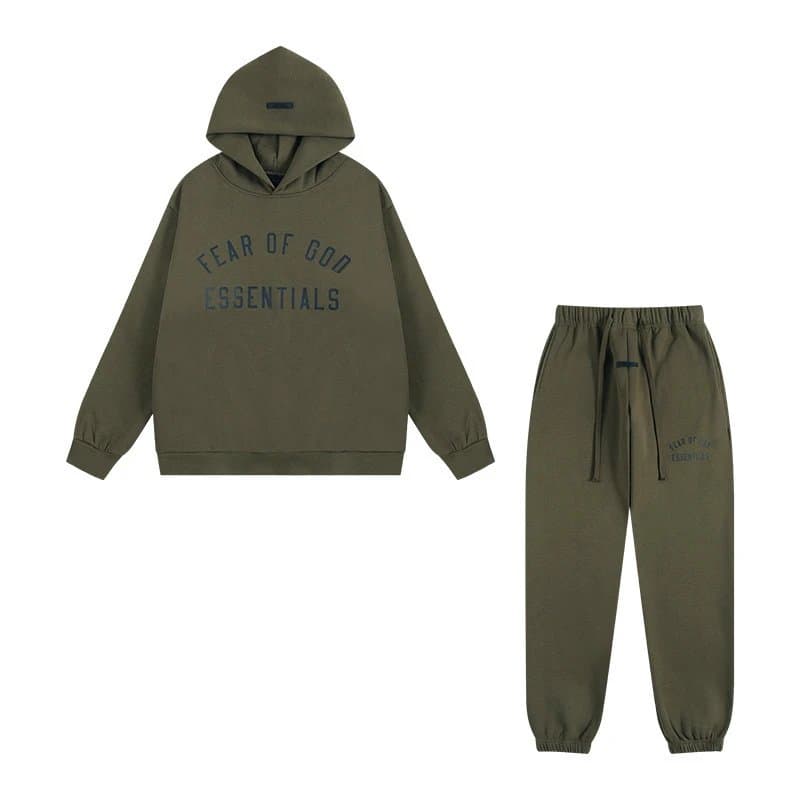 Fear of God Essentials Essentials Hoodie Box Logo — 套装/绿色-1 黑logo