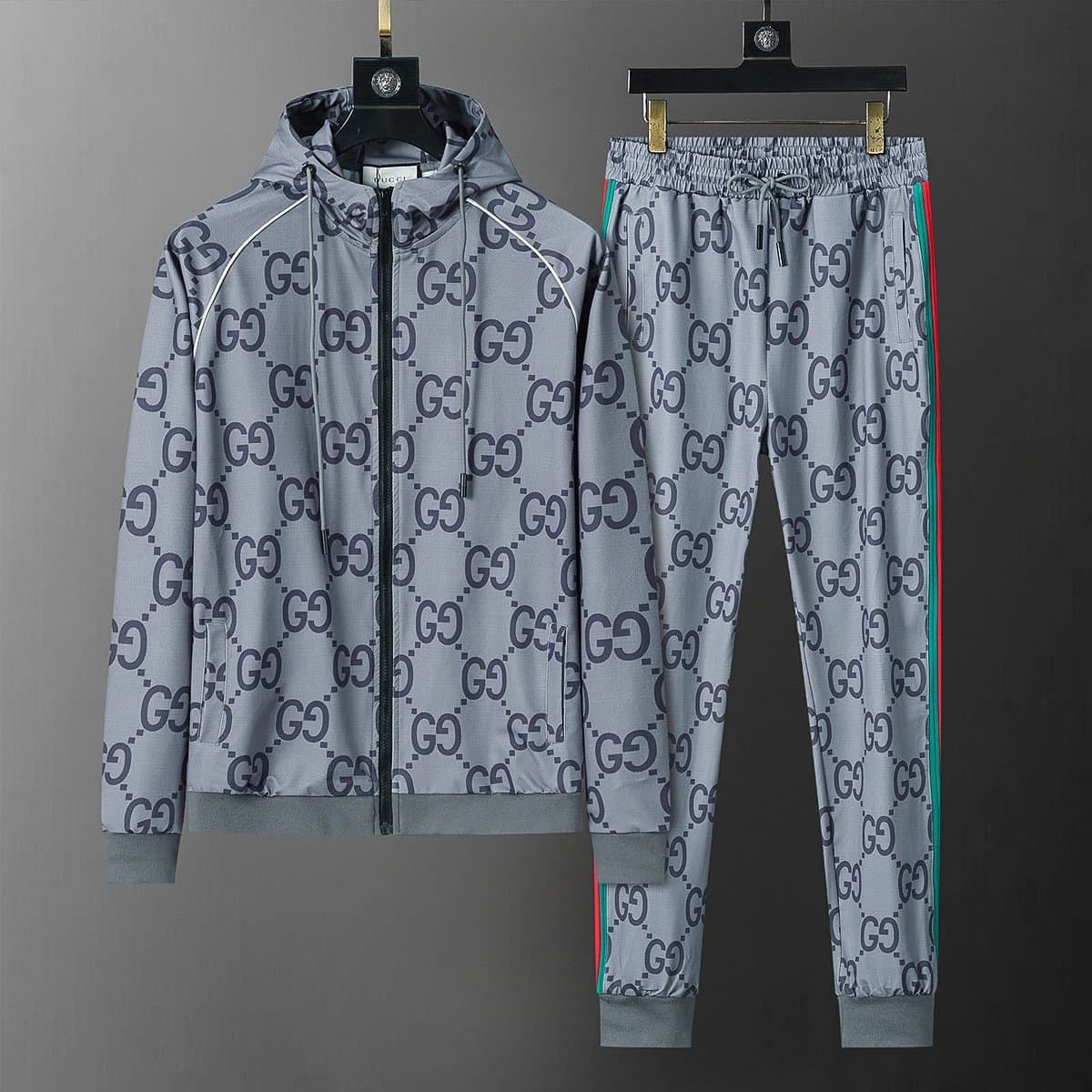 Dior Oblivion Monogram Tracksuit Embossed CD Pattern — 38054灰蓝套装