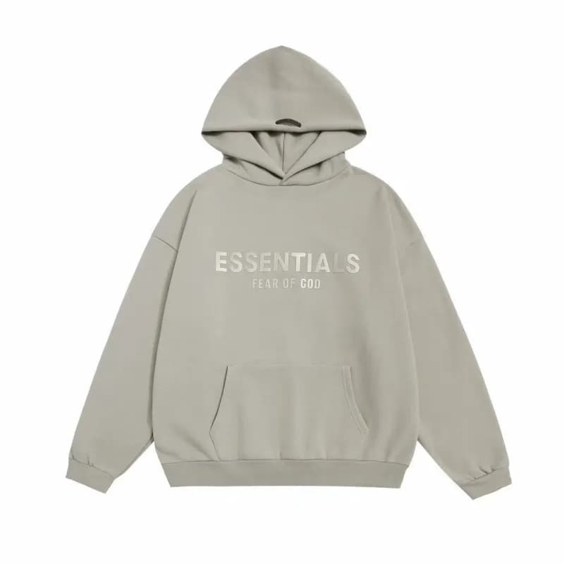 Fear of God Essentials Hooded Sweatshirt Embroidered Logo — LM609石米灰