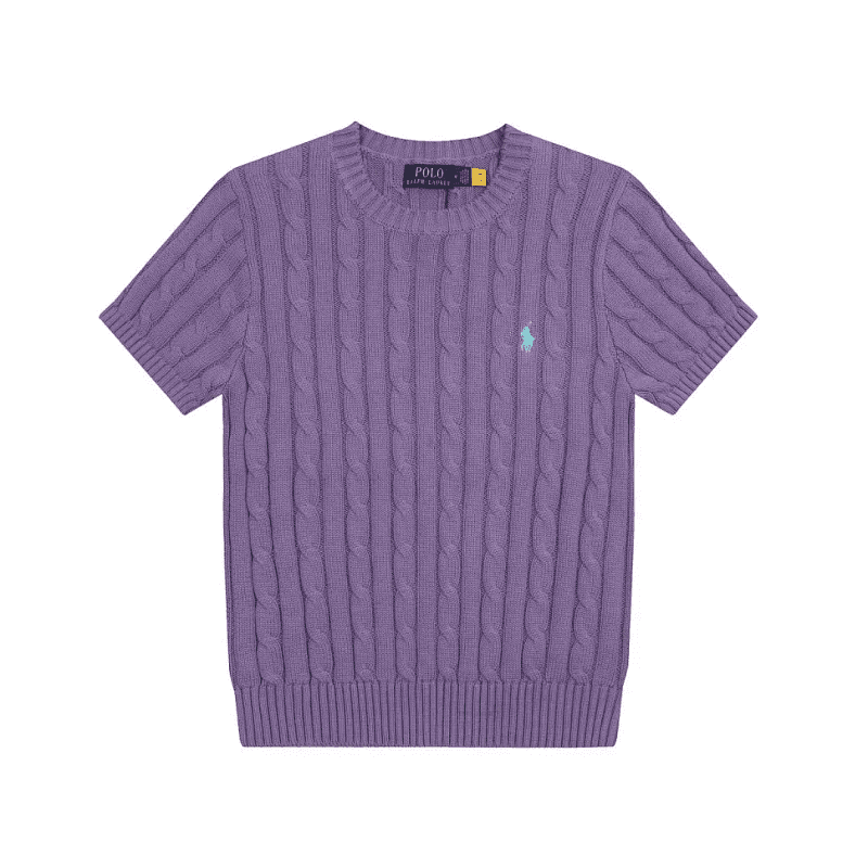 Polo Ralph Lauren Cable Knit Short-Sleeve Sweater Lavender