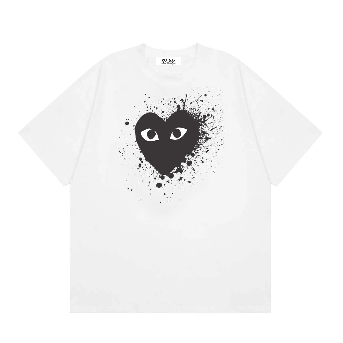Comme des Garçons Heart Splatter Tee Black Eyes Heart Print