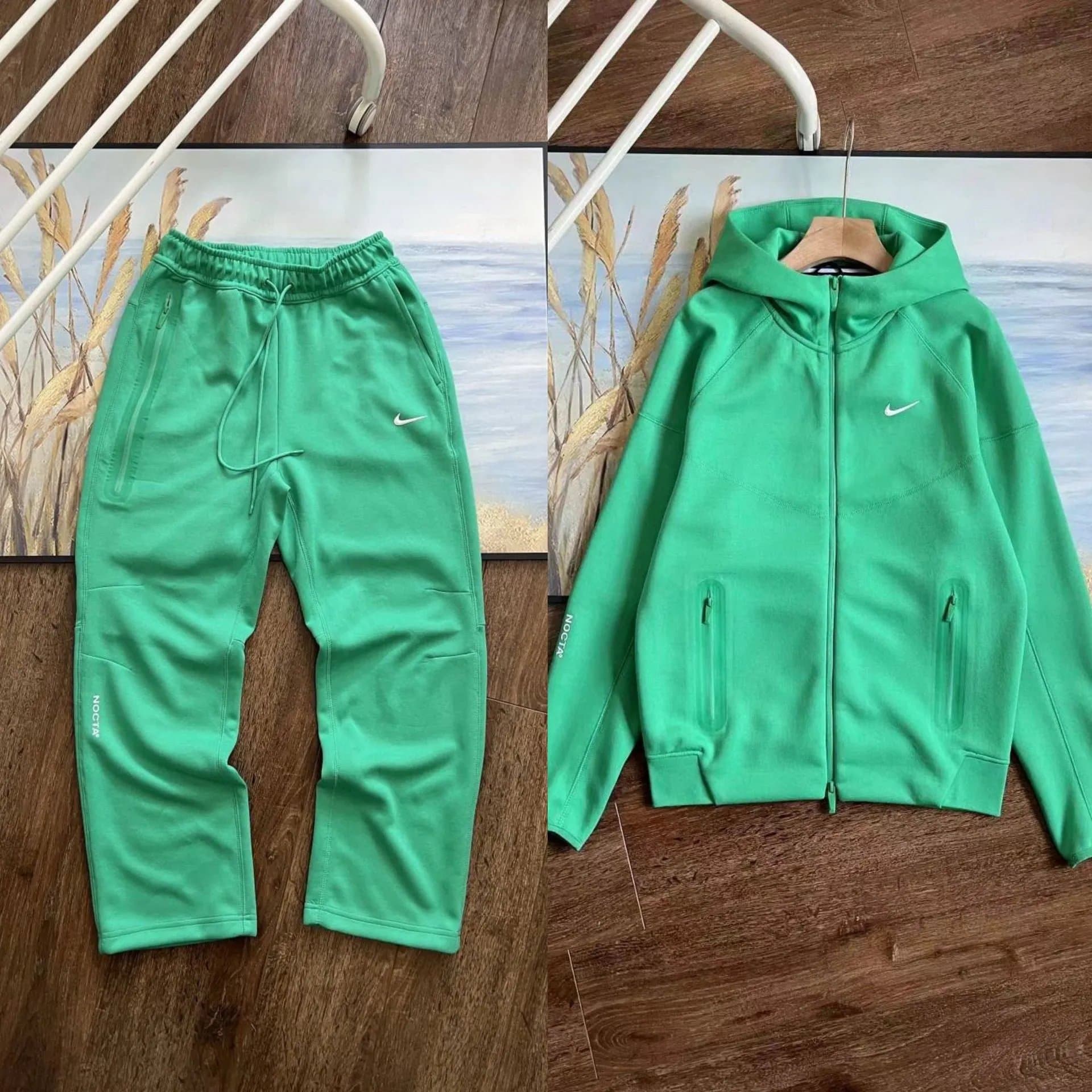 Lululemon Track Suit Peach — 绿色拉链外套套装