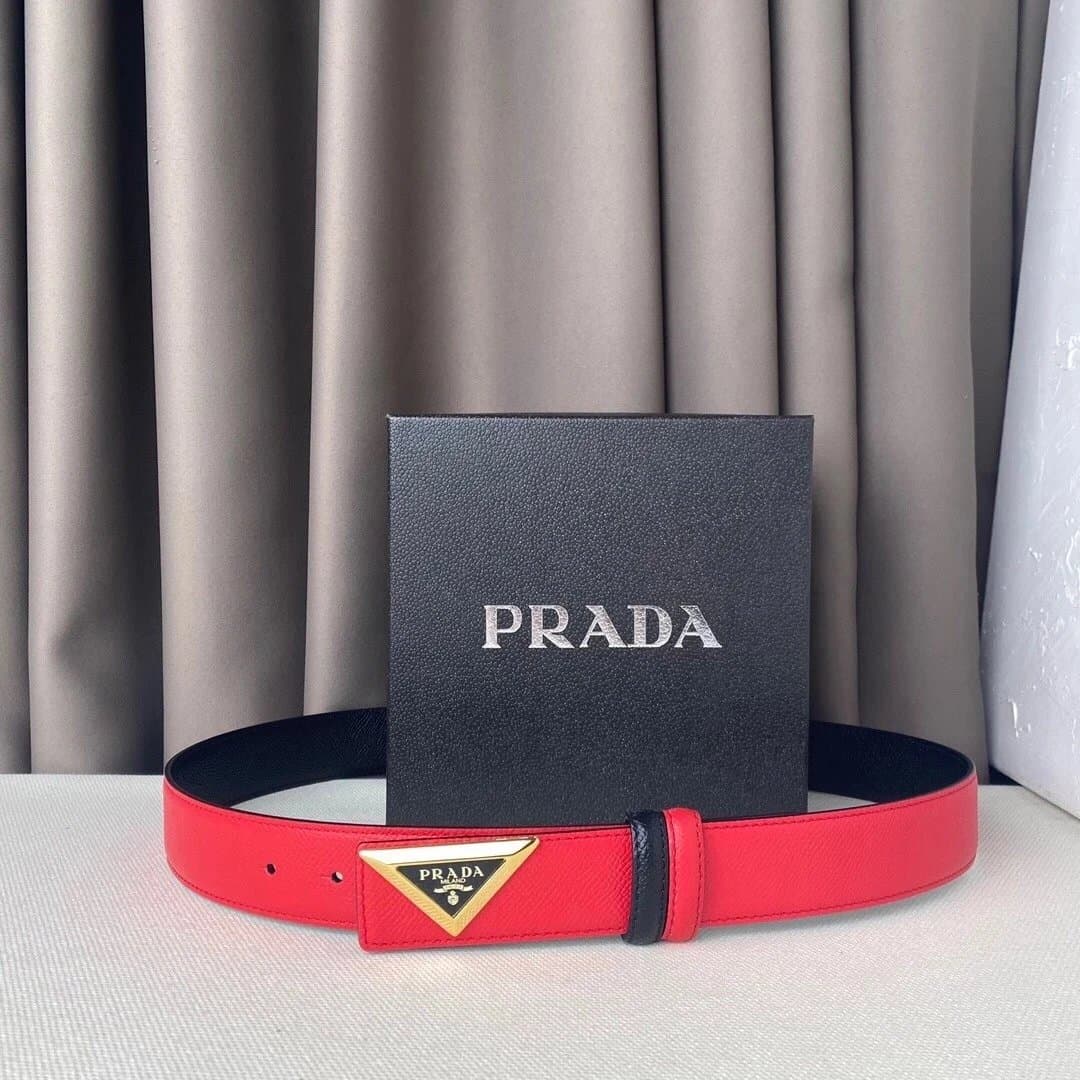 Prada Triangle Logo Belt Reversible Saffiano Leather
