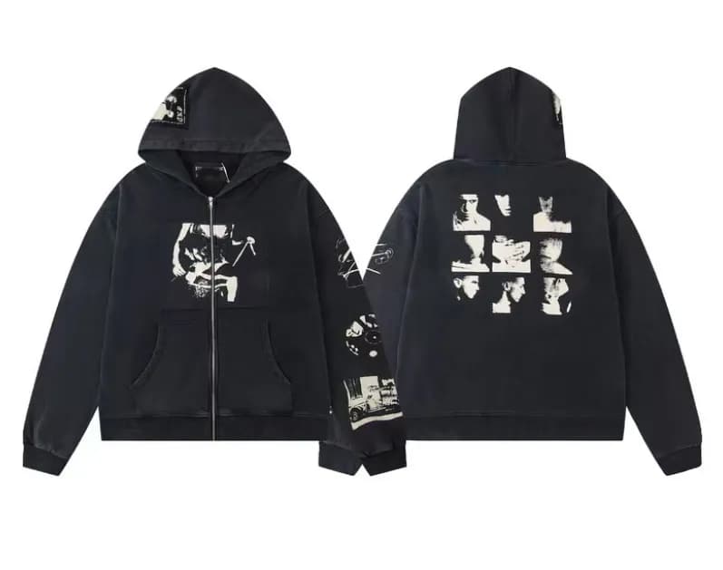Pleasures Zip-Up Hoodie Revo Silver Graphic — Er832 hoodie zipper