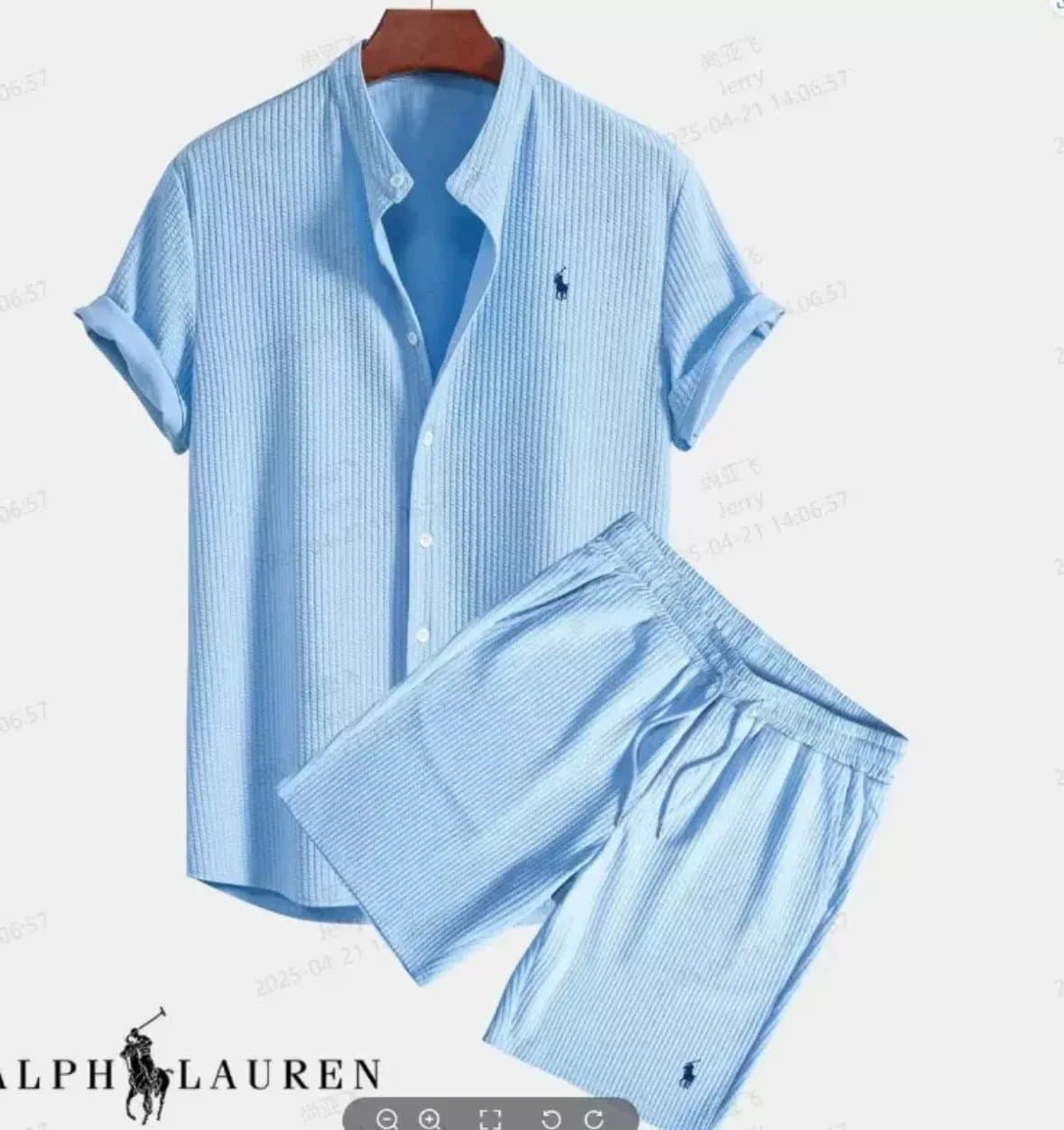 Polo Ralph Lauren Short-Sleeve Shirt and Shorts Set Ribbed Cotton