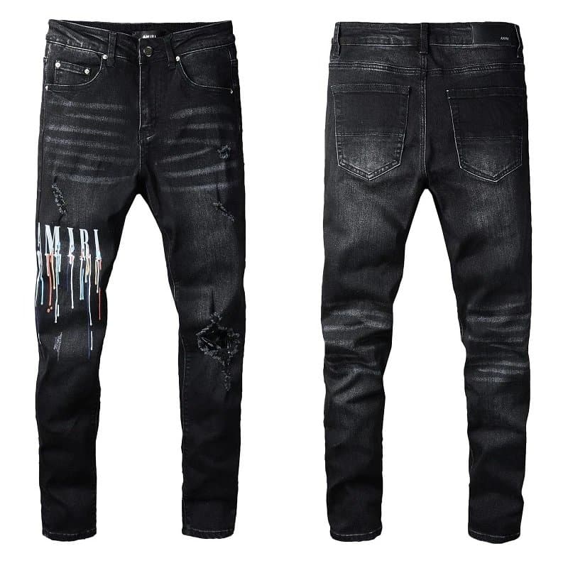 Amiri Distressed Slim Fit Jeans Black Destroyed — A27