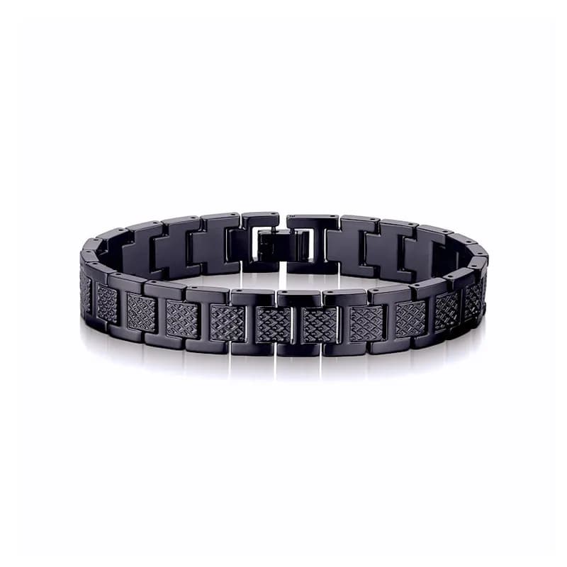 Chrome Hearts Magnetic Link Bracelet Textured Plate Design — Black non-magnetic [standard version]