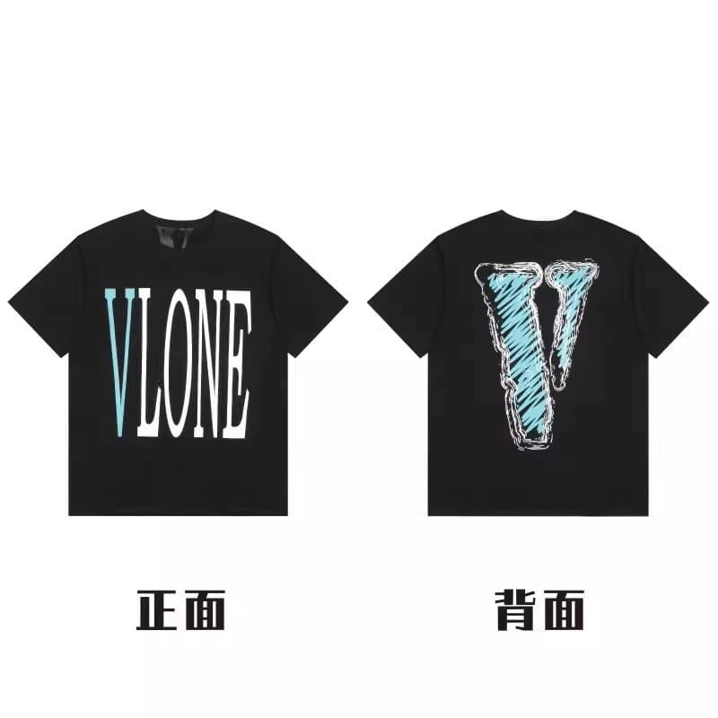 Palm Angels × Off-White Graphic Tee V Logo Print — 6208黑色-手绘蓝V