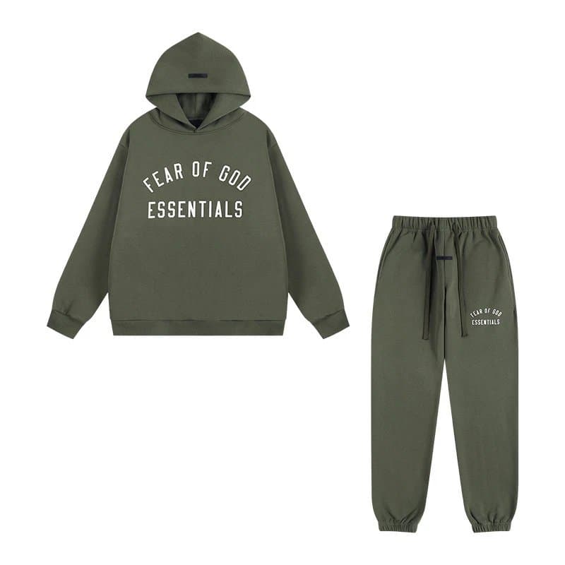Fear of God Essentials Essentials Hoodie Box Logo — 套装/绿色-1