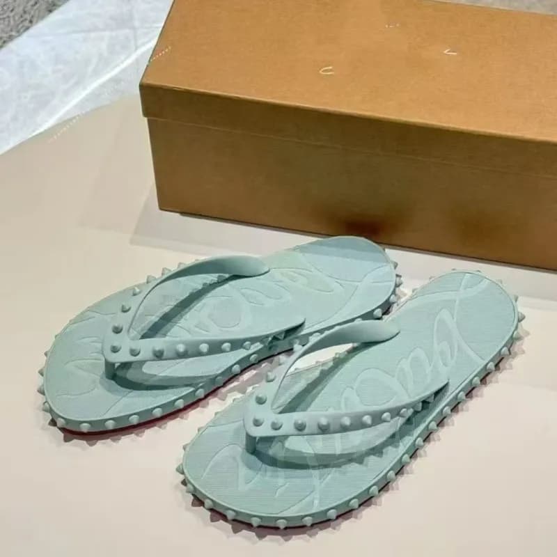 Christian Louboutin Spiky Flip Flop Mint Green