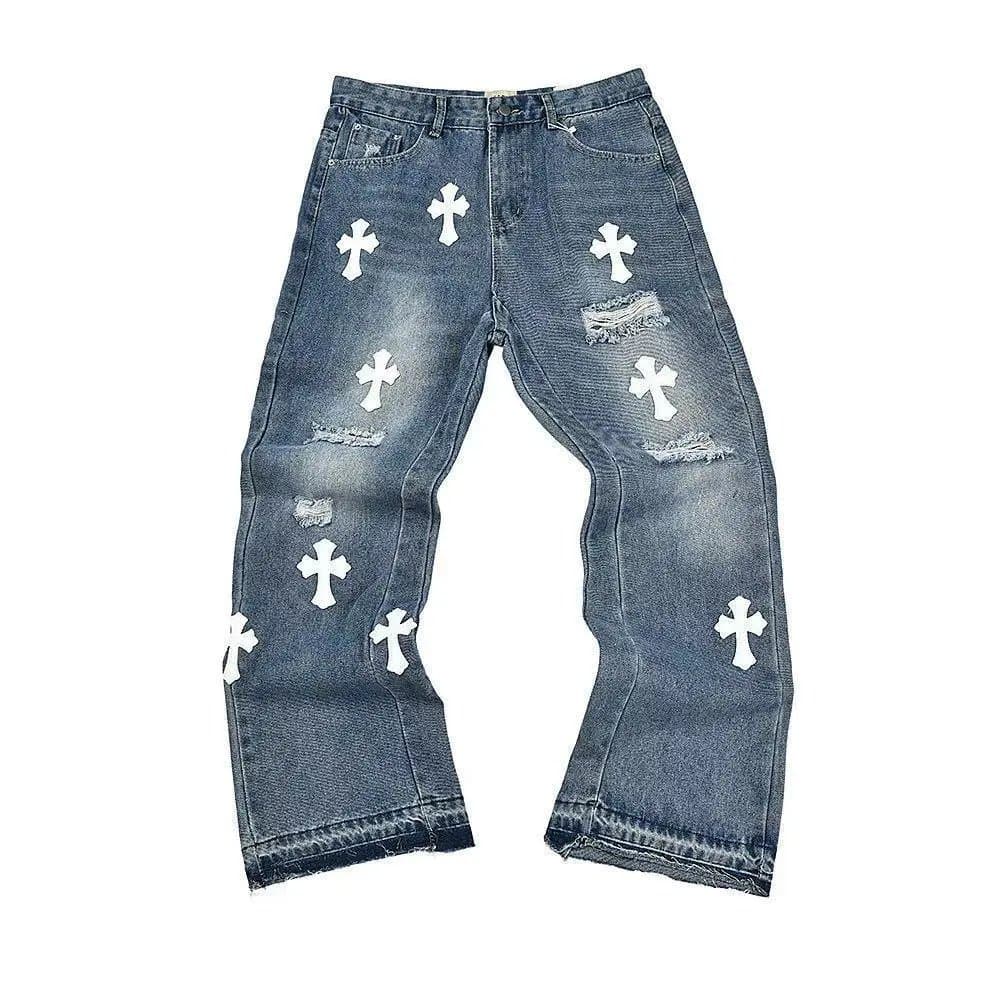 Gallery Dept. Paint Splatter Denim Distressed Patchwork — 4155蓝色