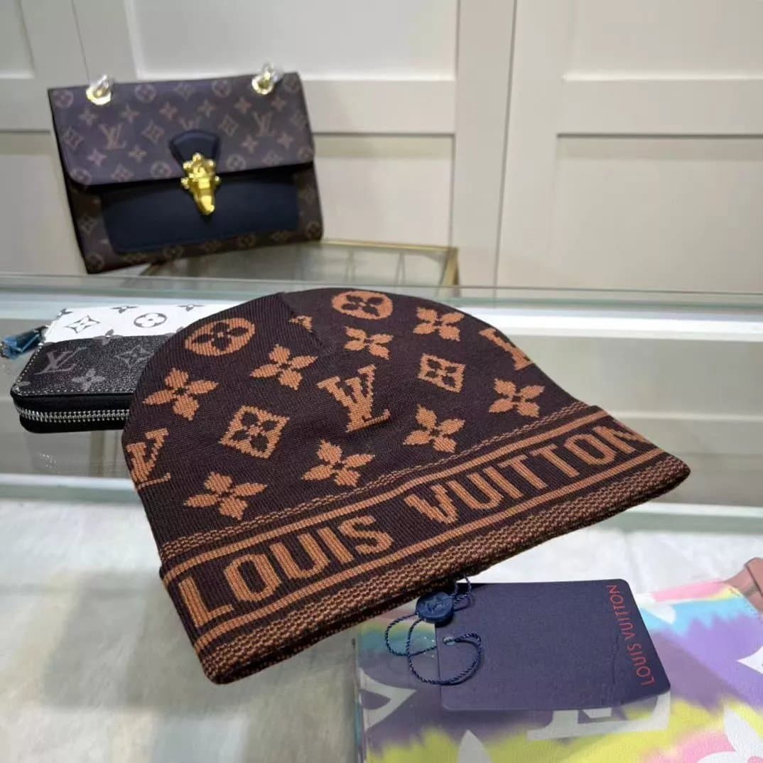 Louis Vuitton Monogram Knit Beanie Brown Monogram