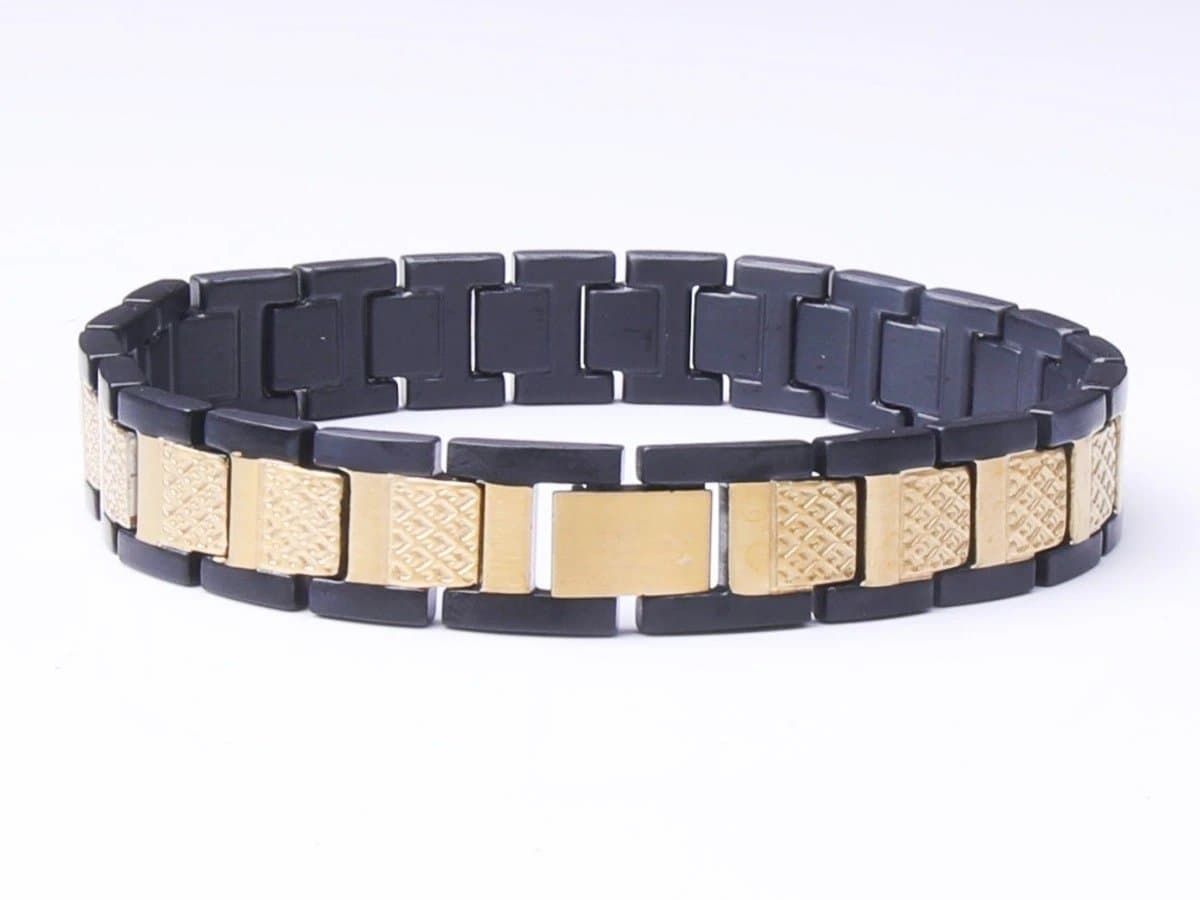 Lacoste Bracelet Gold-Tone Link — NO.01男款黑间金+盒子