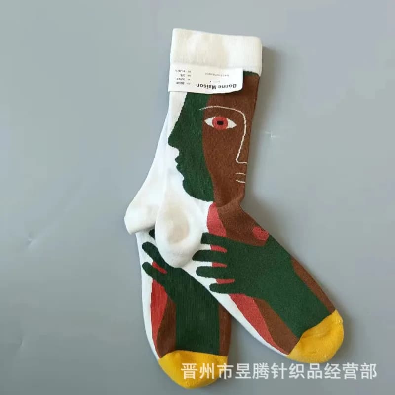 Balenciaga Art Print Sock Abstract Face Design