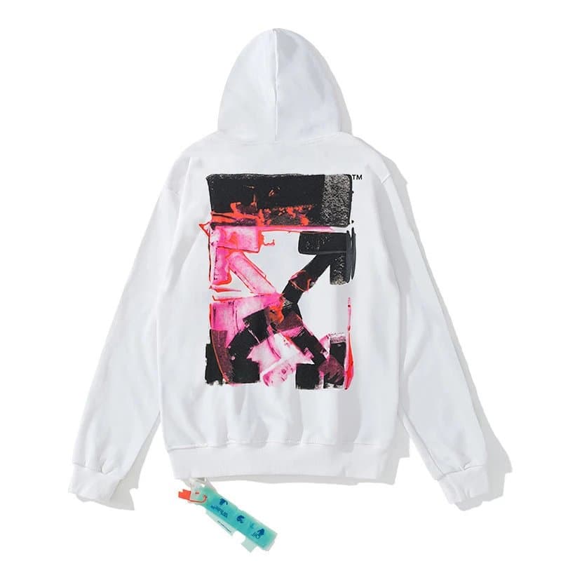 Off-White Hooded Sweatshirt Diagonal Arrow Print — 863白色