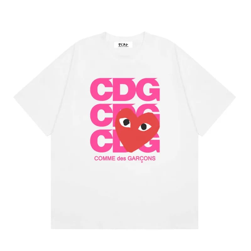 Comme des Garçons Heart Logo T-Shirt Light Blue with Red Heart — 29 white