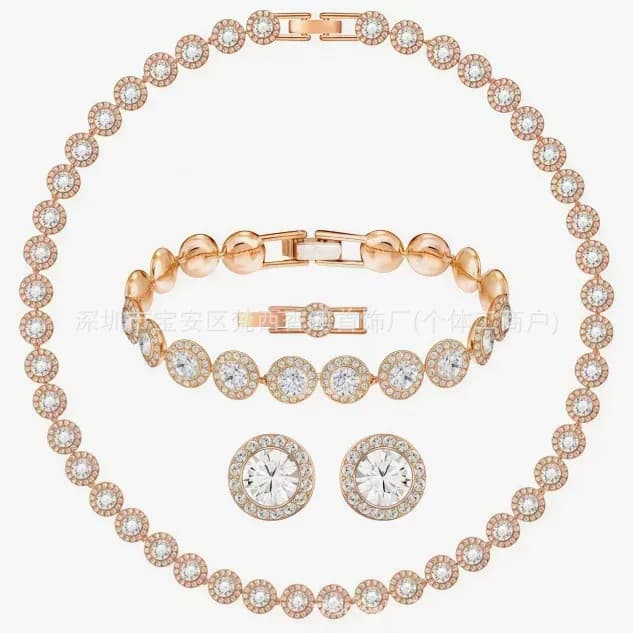 Swarovski Crystal Necklace Bracelet Earring Set Pave Crystal