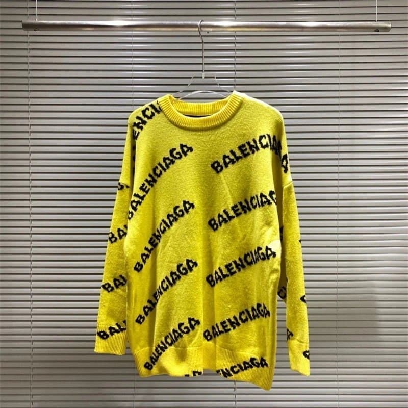 Balenciaga Logo Knit Sweater All-Over Logo