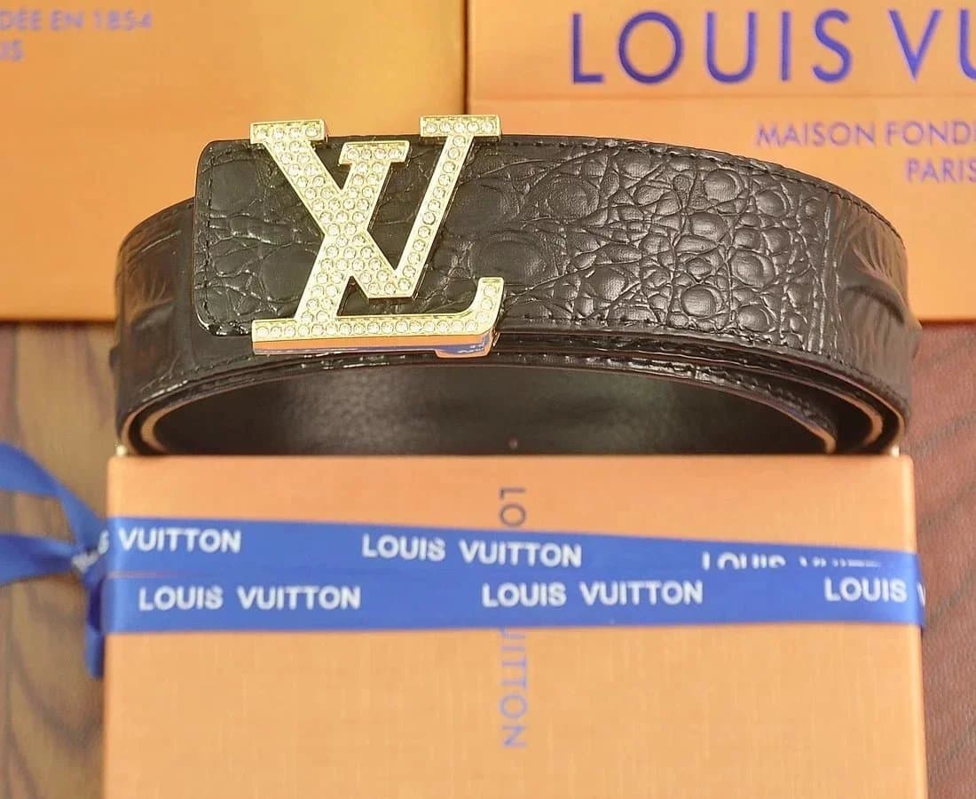 Louis Vuitton LV Belt Crocodile-Embossed with Crystal LV Buckle