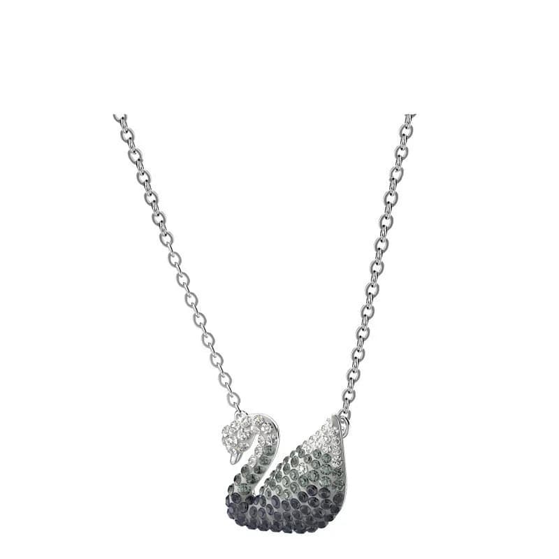 Swarovski Swan Pendant Crystal-Encrusted — Gradient black swan necklace
