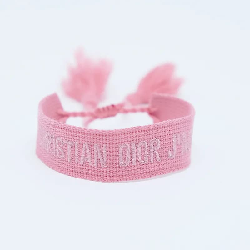 Dior J'Adior Woven Bracelet Pink with Black Logo — 68#