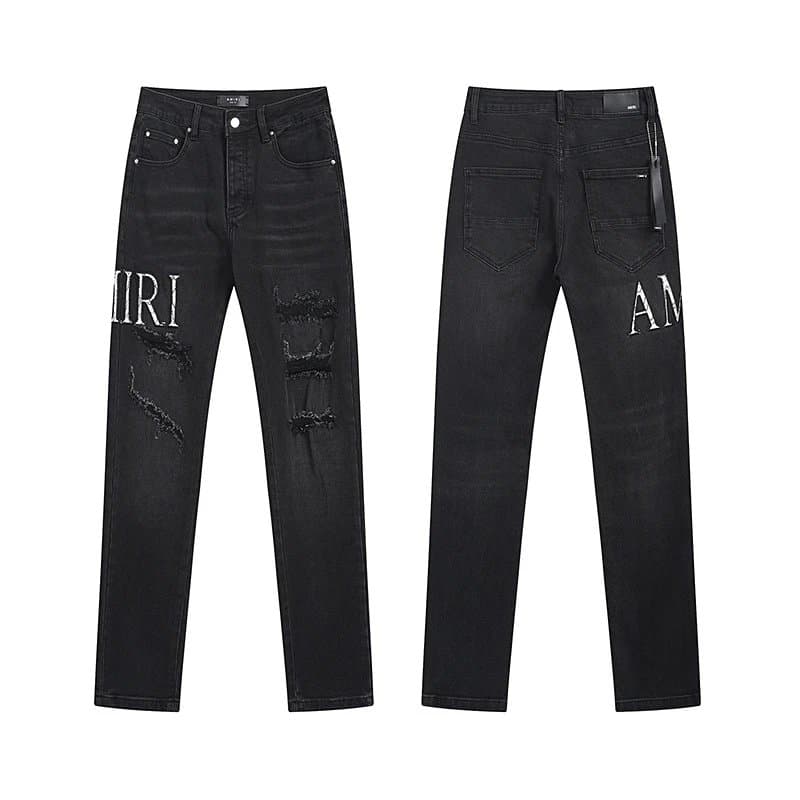 Balenciaga Distressed Jeans Embroidered Patch — AM8013
