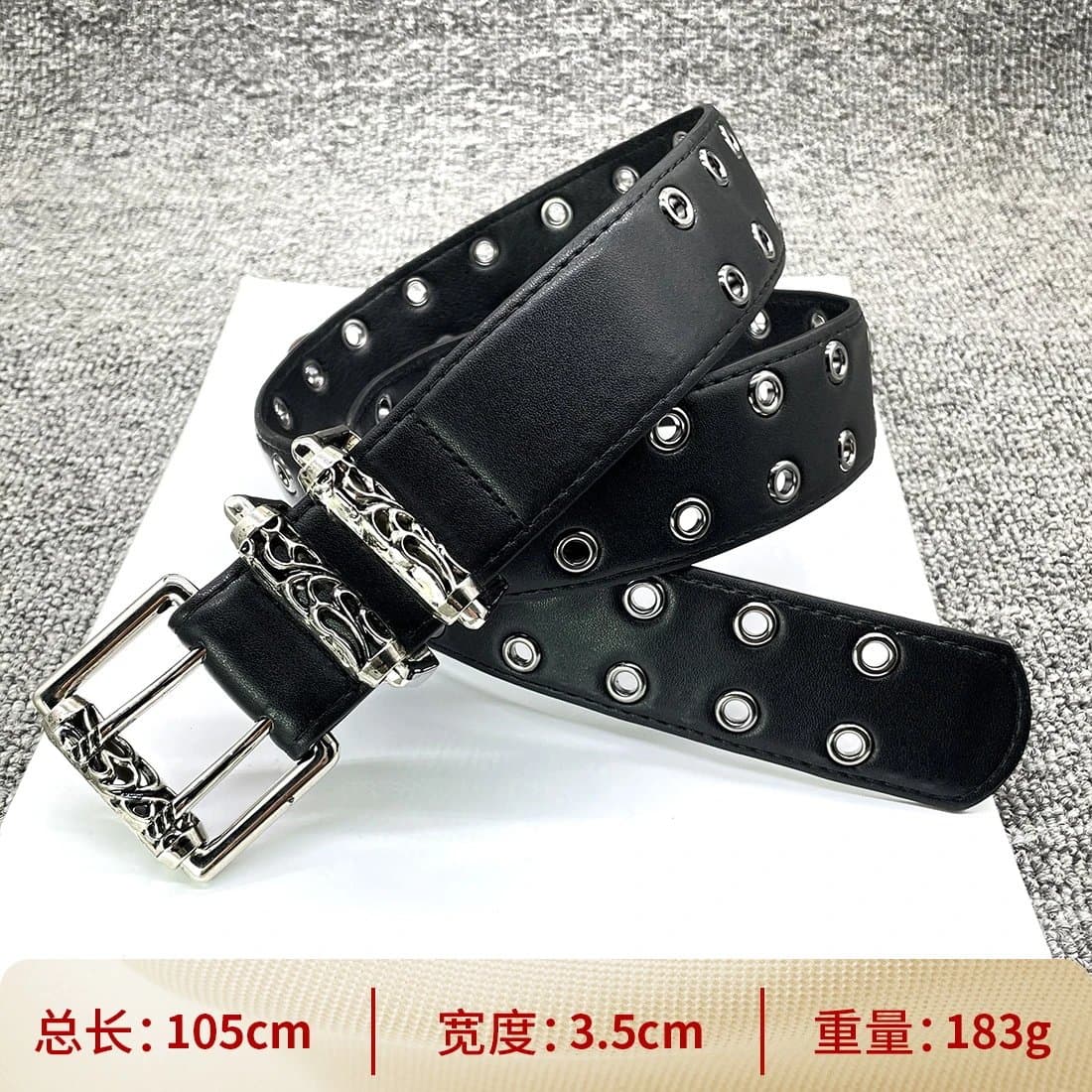 Chrome Hearts Studded Belt Ornate Silver Buckle