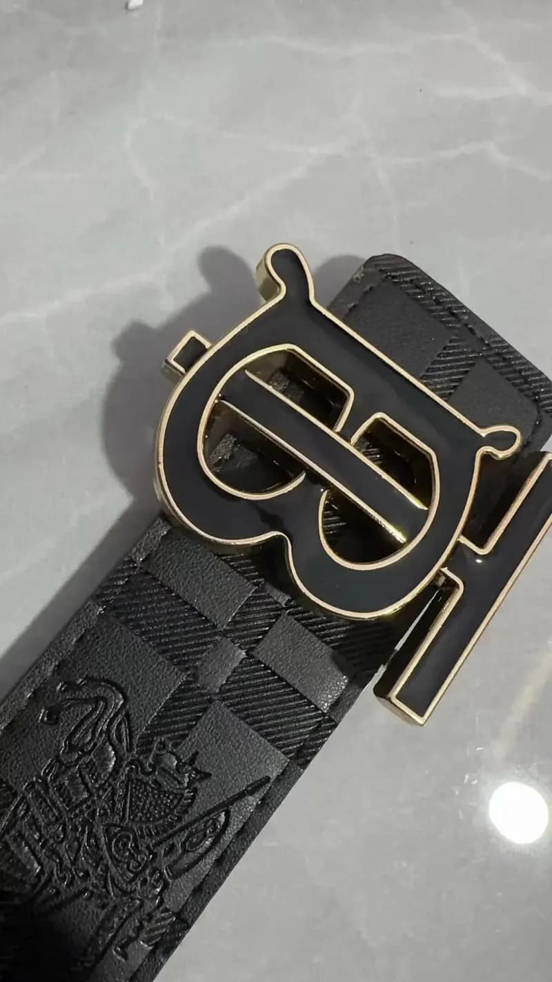 Burberry Check Print Belt Monogram Check — 上TB黑花胶金