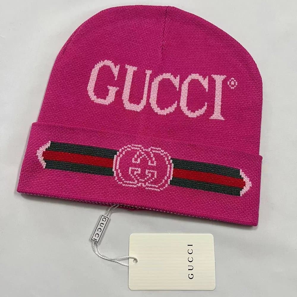 Gucci Knit Beanie GG Web Stripe