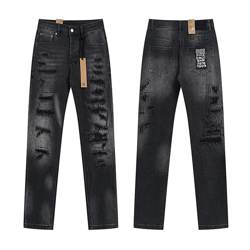 Denim Tears Distressed Straight Jeans Purple Tag — KS9015