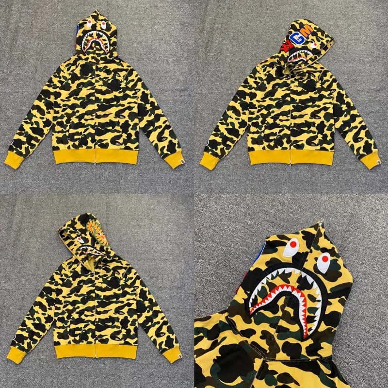 BAPE Shark Hooded Zip-Up Orange Camo — XX121迷彩黄