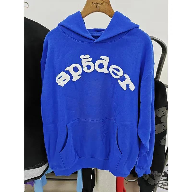 Sp5der Hoodie Spider Web Rhinestone — 新蓝