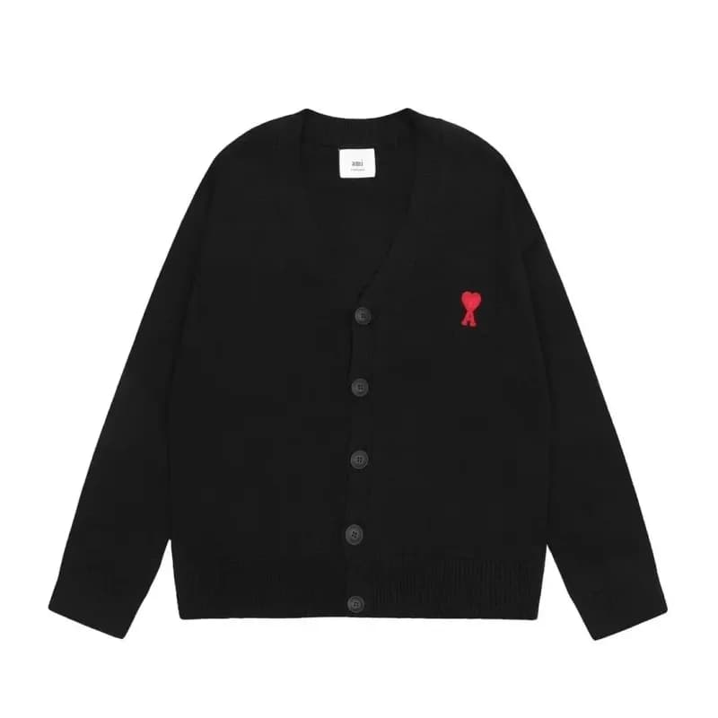 AMI Paris Cardigan Red Heart Embroidery