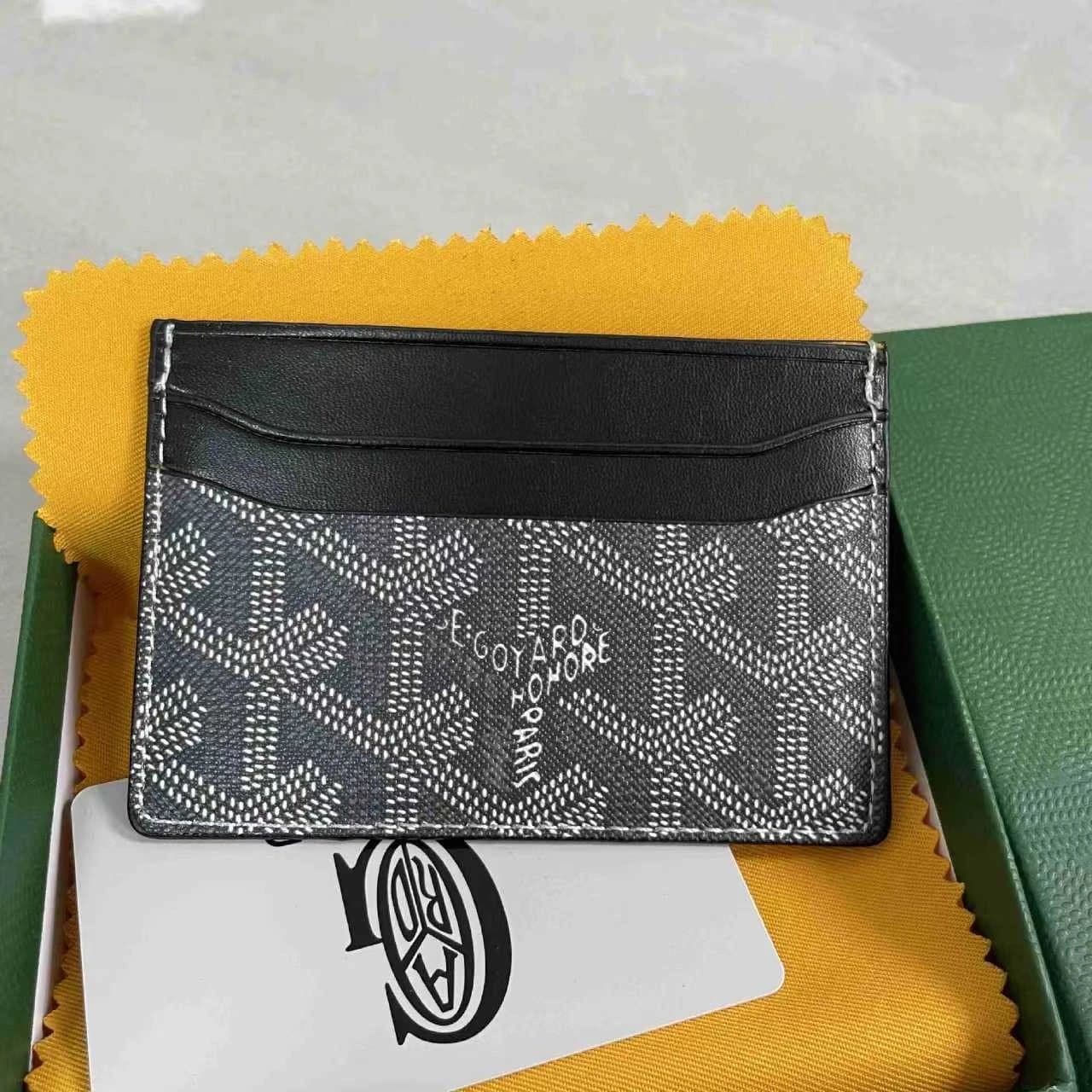 Goyard Card Holder Chevron Pattern — 03黑灰色