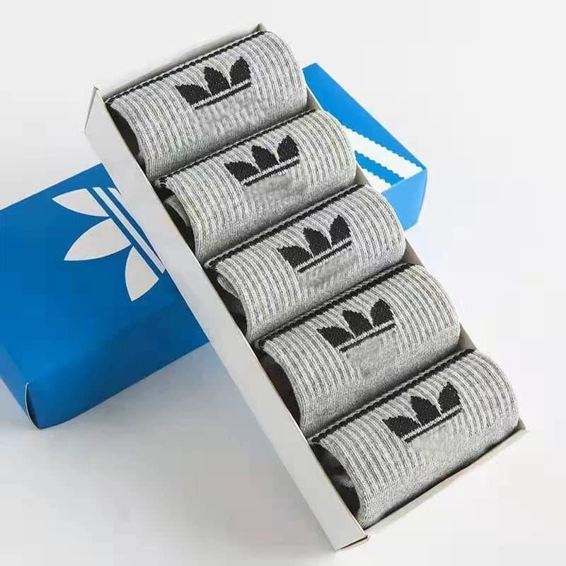 Adidas Crew Socks Three-Stripe Logo — 盒AD五双灰