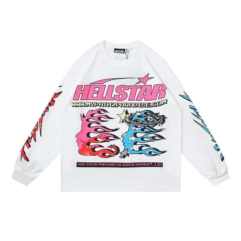 Hellstar Long Sleeve Tee Flame Graphic
