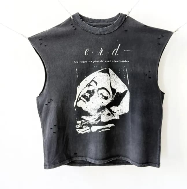 Saint Laurent Graphic Tee Distressed Print — Cvt-28 model