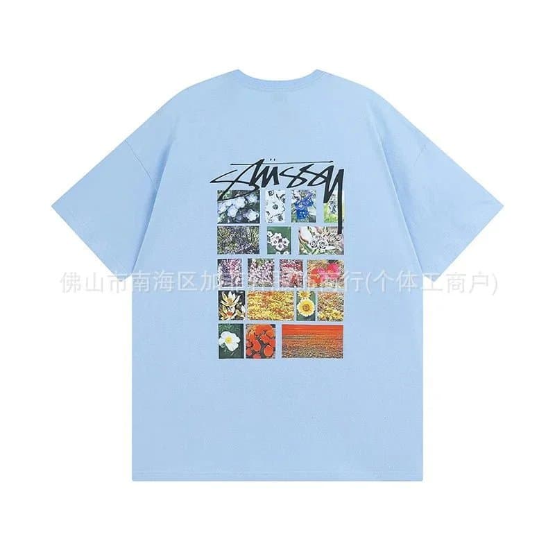 Stüssy Logo Tee Classic Script — 874浅蓝色
