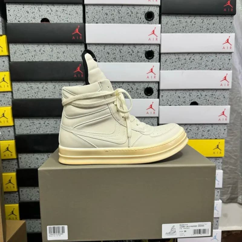 Rick Owens Slashed Low Sneaks White/Pink — 白色大耐克