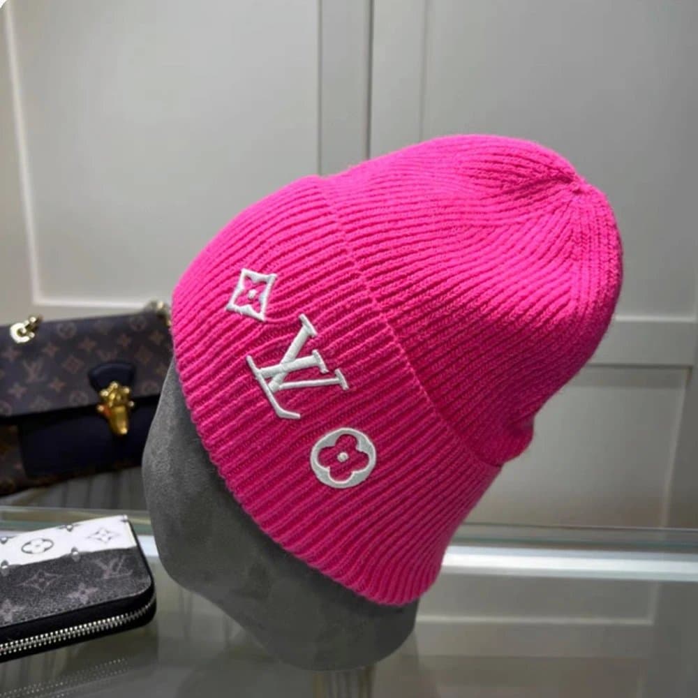 Louis Vuitton Logo Beanie Embroidered Monogram — 225# 玫红色