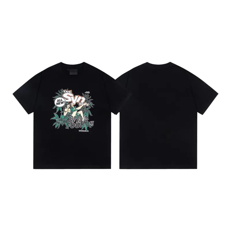 Corteiz T-Shirt & Shorts Set Spray Paint Logo — D27黑色