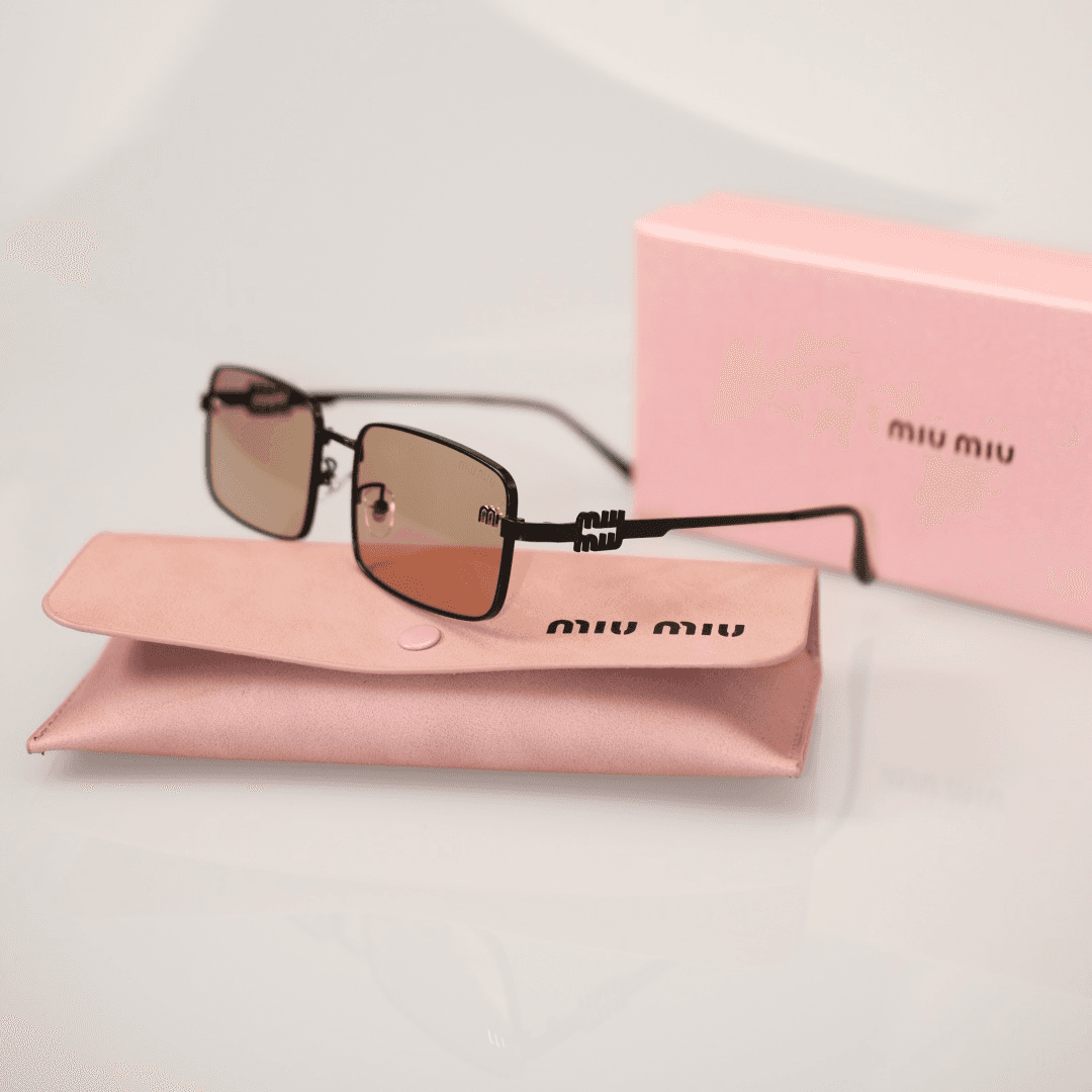 Miu Miu Square Sunglasses Matte Black Frame with Gradient Lenses