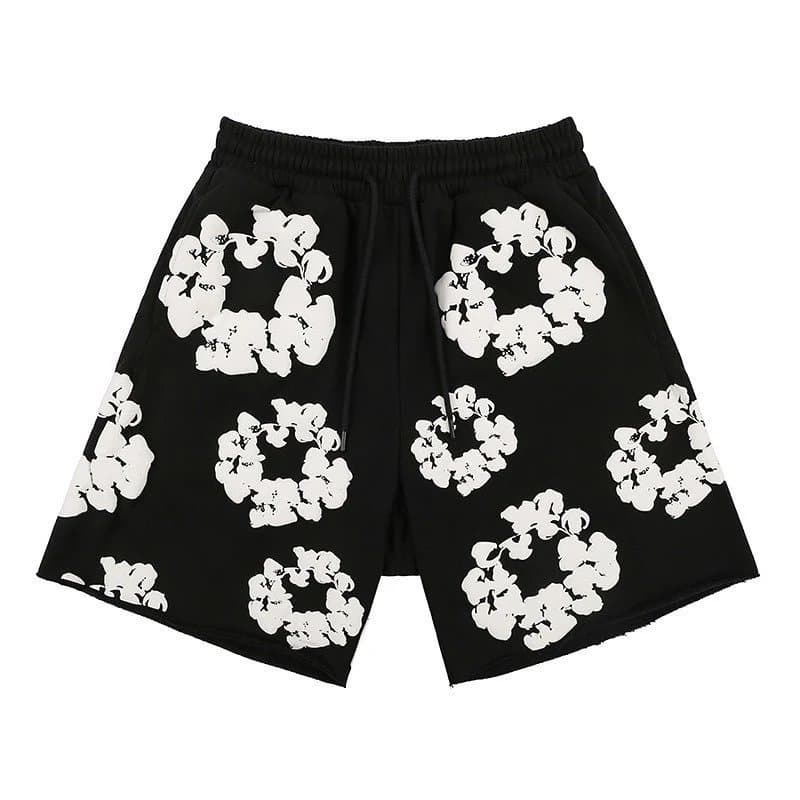 Off-White Shorts Set Cloud Print — 黑色 短裤（发泡图案）