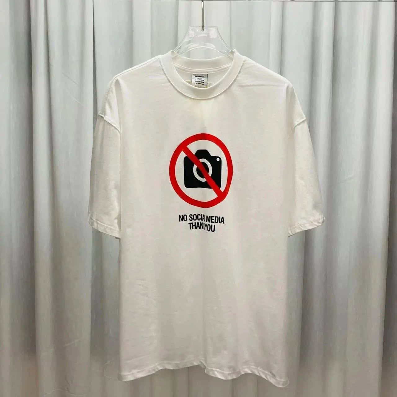 Off-White Graphic T-Shirt No Social Media Thank You