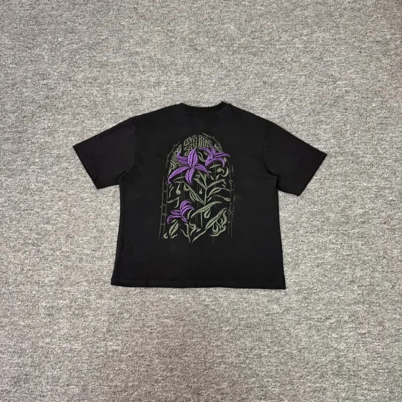 Levi's Straight Fit Jeans Embroidered Back Pocket — 005紫花刺绣短袖（黑）
