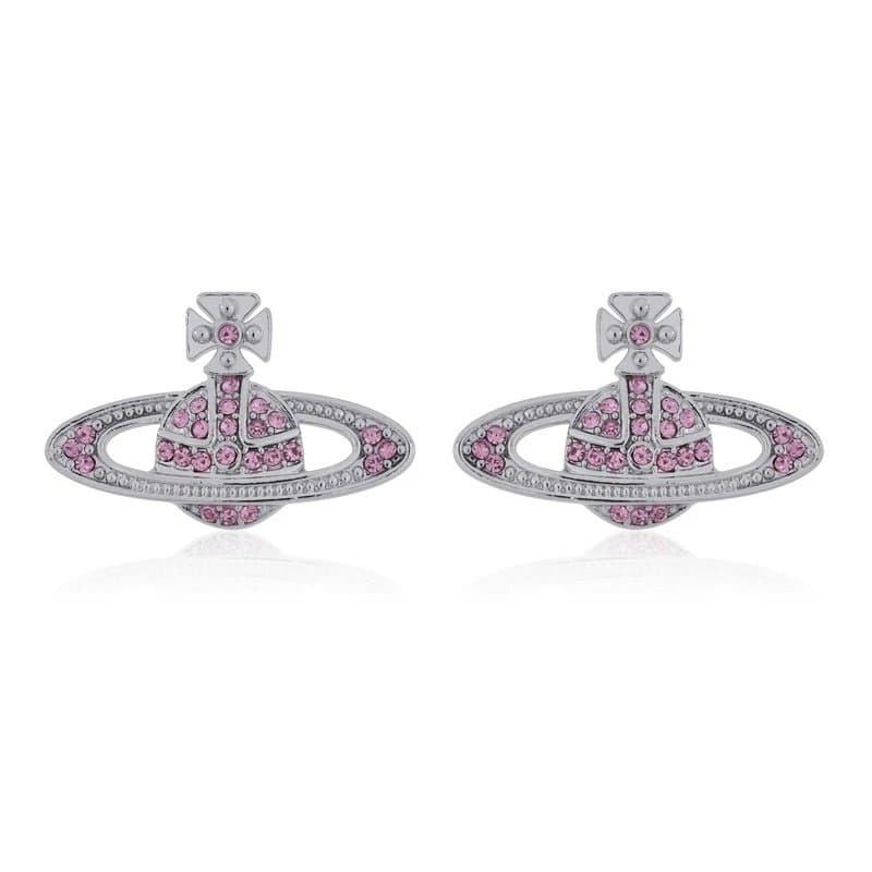 Vivienne Westwood Orb Earrings Pink Crystal