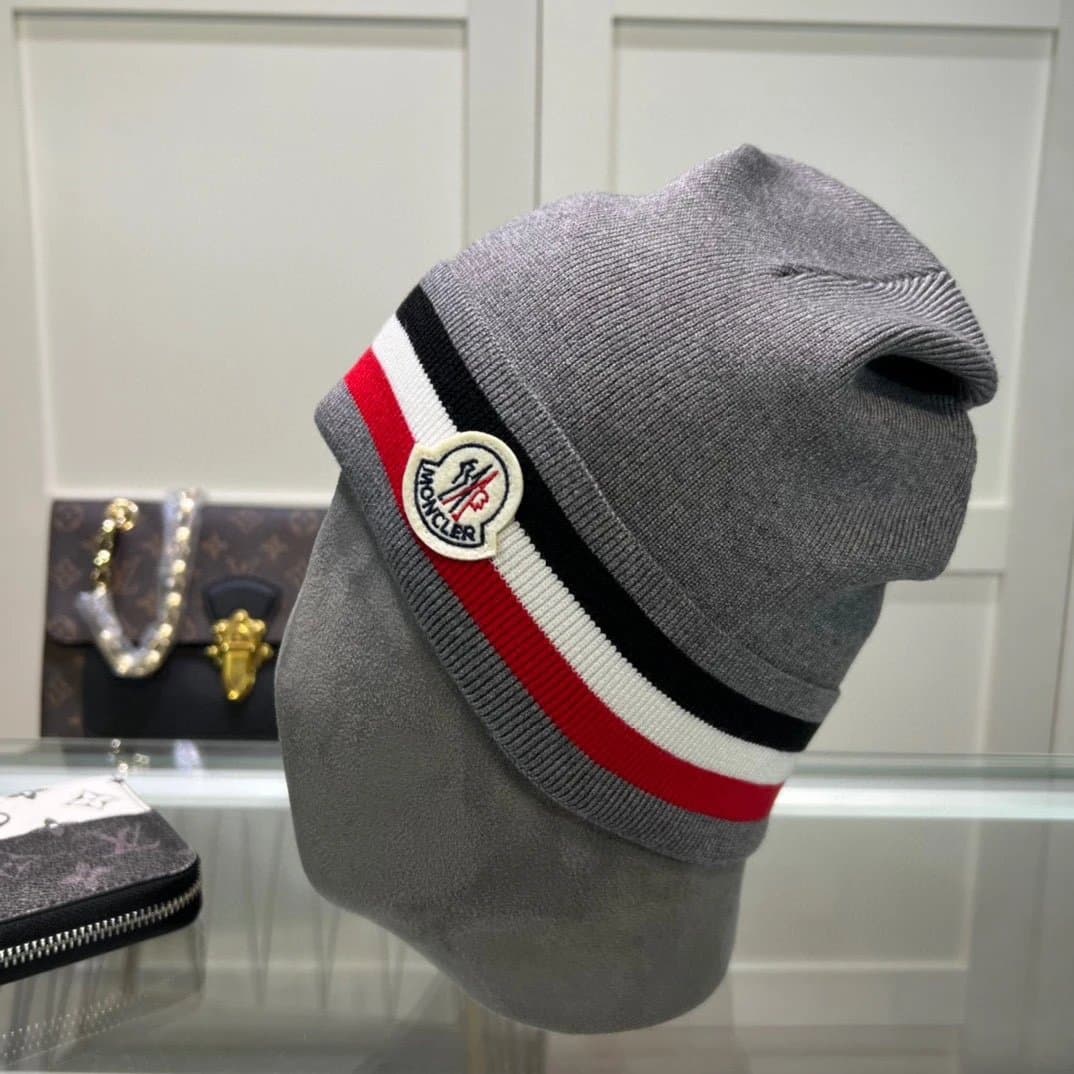 Moncler Beanie Logo Stripe — 226# 灰色